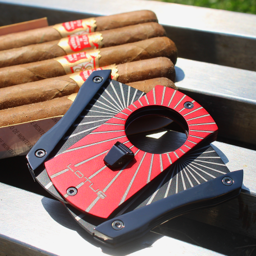 Vertigo by Lotus Deception Techni-Color Cigar Cutter - Red Starburst